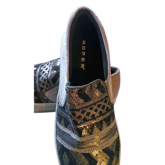 ROPER Platform Size 9 Sequins Athletic Slip On Sneakers Western Velvet - Picture 4 of 6